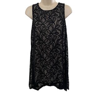 Alfani Womens Black Lace Khaki Alfani Sleeveless Shirt Size M NWT NEW